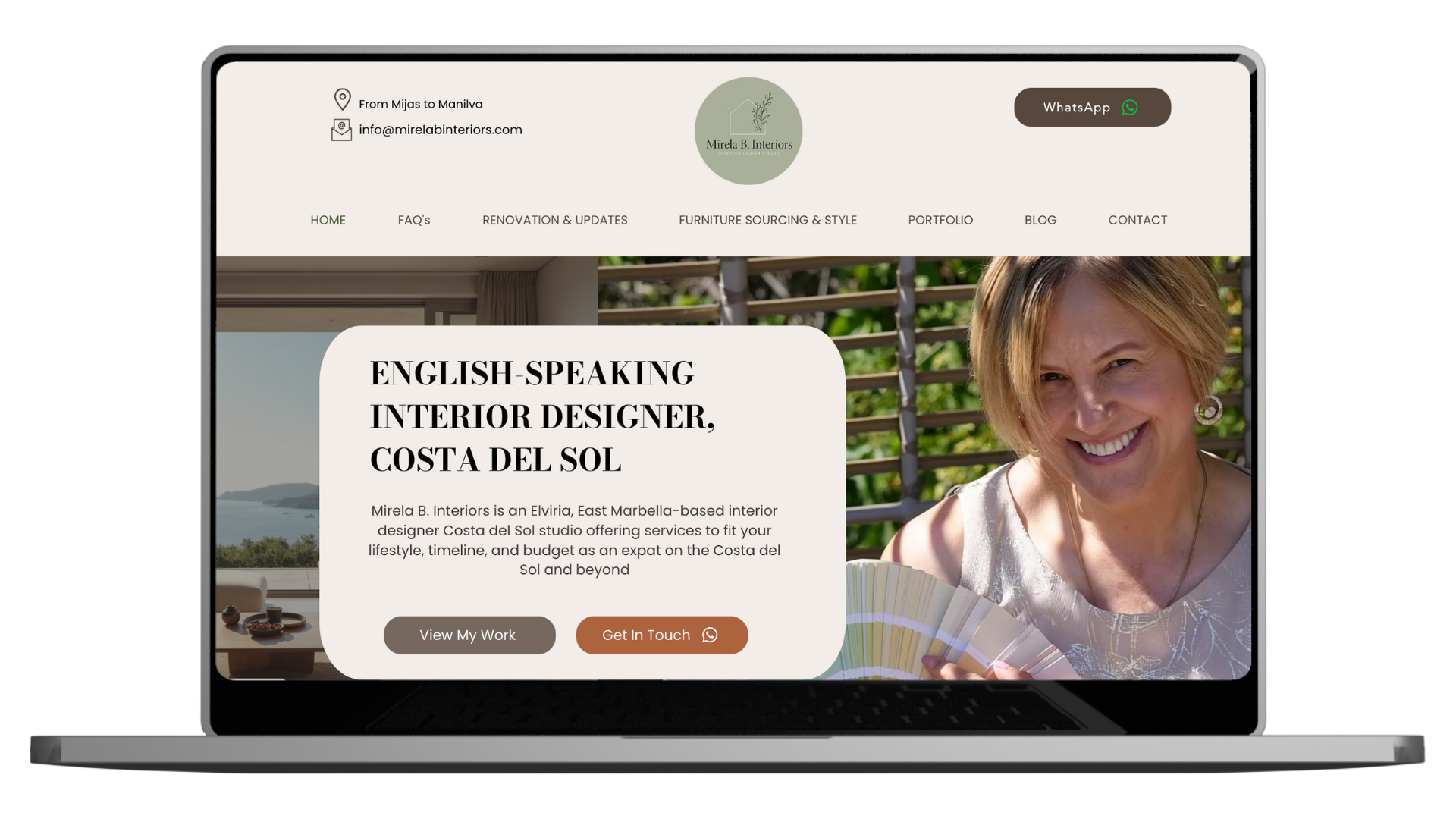 Mirela B Interiors desktop website